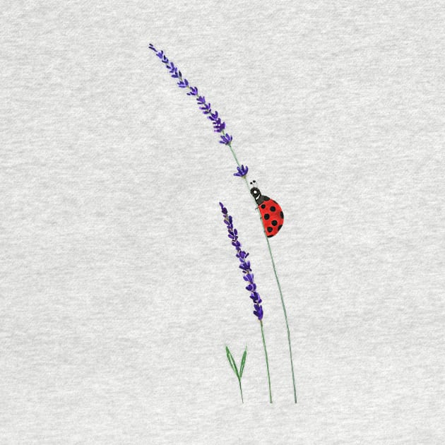 red ladybug and purple lavender by colorandcolor